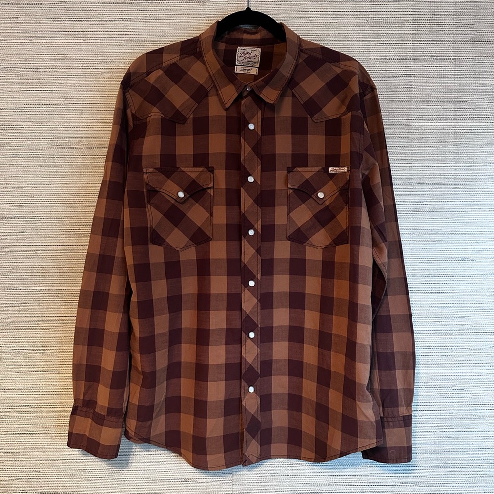 Women’s Lucky Brand Sportswear size Large Pearl Snap Long Sleeve button down